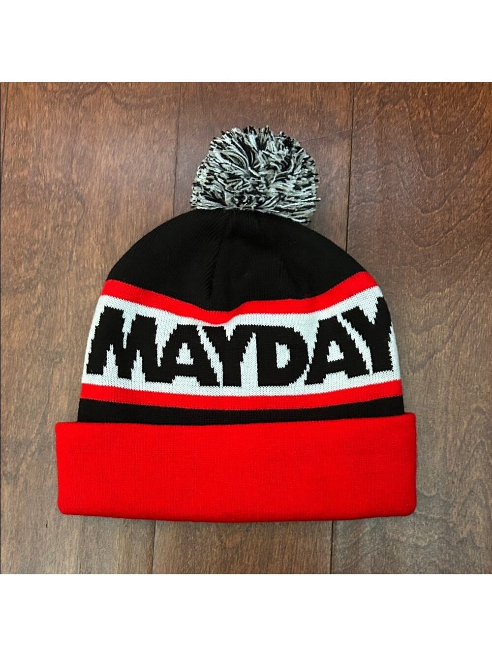 Mayday Parade Pom Pom Knitted Beanie - Black and Red, Unisex, NWOT